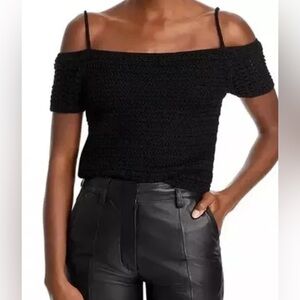 Vince | Open Shoulder Crochet Top | Black | Boho | Women’s S